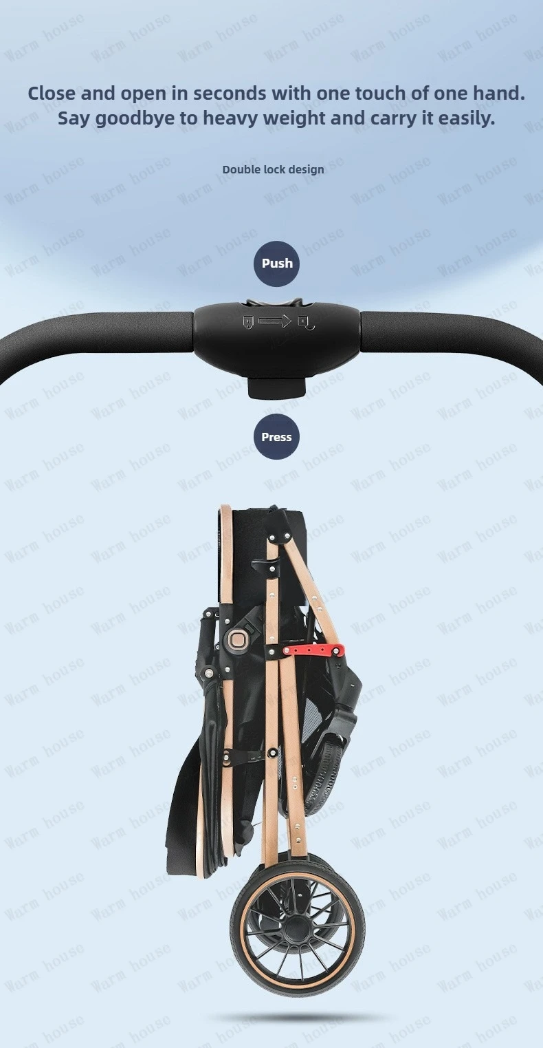Lightweight 2in1 Baby Stroller High-view Four-wheel Baby Stroller Foldable Two-way Baby Stroller Removable Sleeping Basket