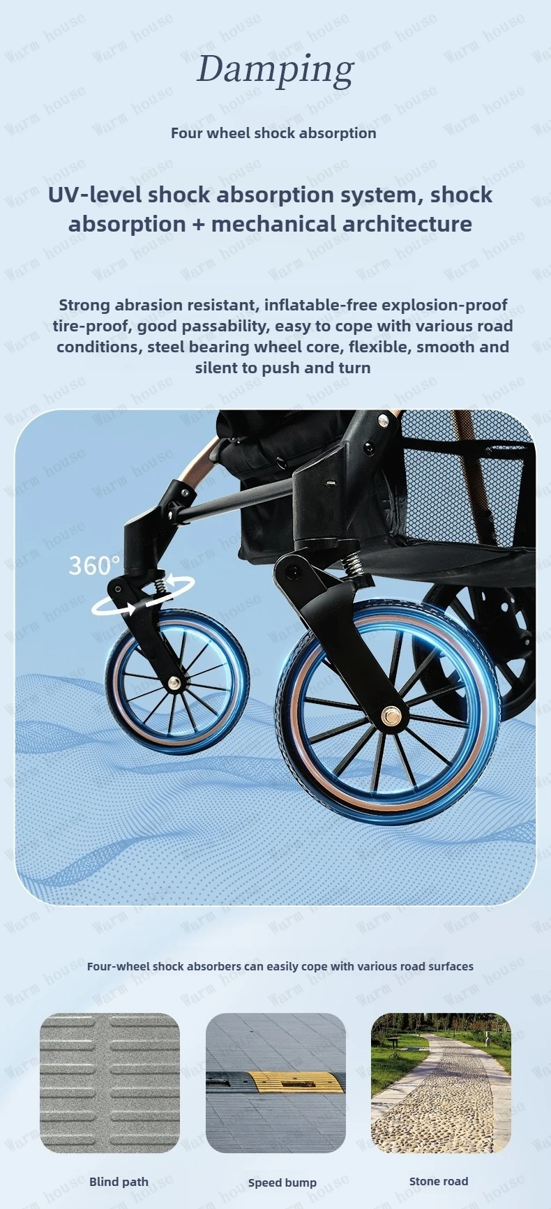 Lightweight 2in1 Baby Stroller High-view Four-wheel Baby Stroller Foldable Two-way Baby Stroller Removable Sleeping Basket
