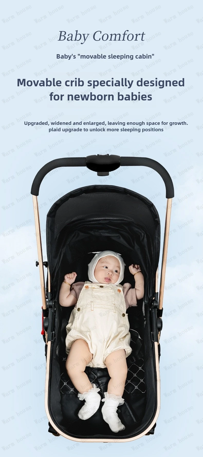 Lightweight 2in1 Baby Stroller High-view Four-wheel Baby Stroller Foldable Two-way Baby Stroller Removable Sleeping Basket
