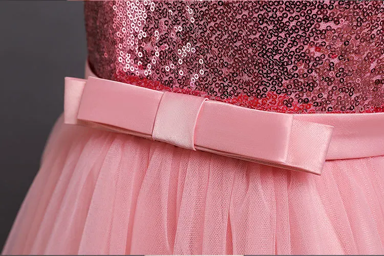 Sequined Children Elegant Dress Young Girl Long Wedding Dresses Teenager Girl's Festive Clothes From 5 to 12 Years