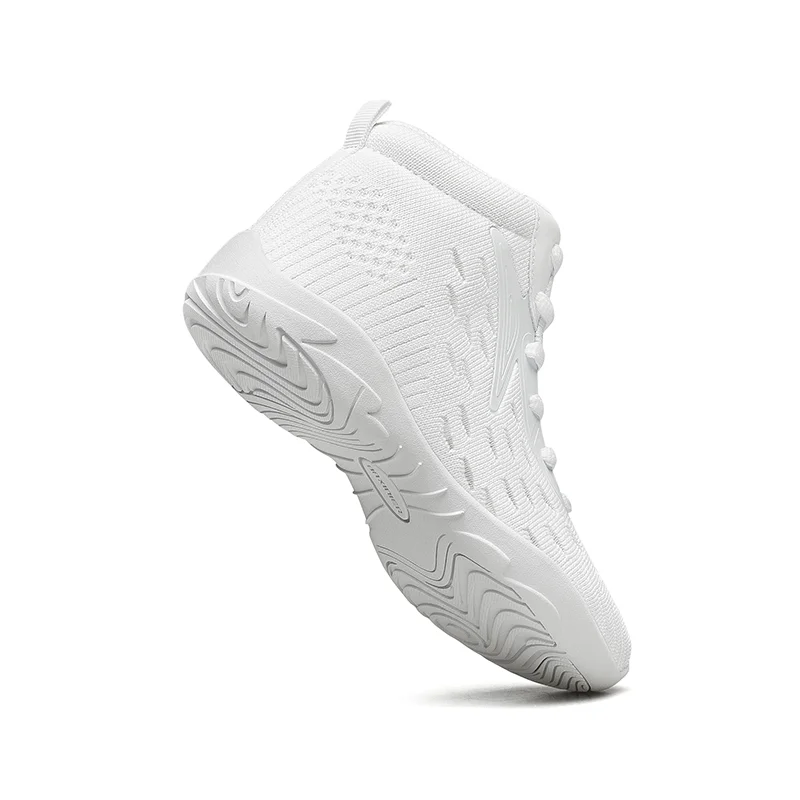 BAXINIER Girls White High Top Cheerleading Shoes Lightweight Youth Cheer Competition Sneakers Kids Training Dance Tennis Shoes