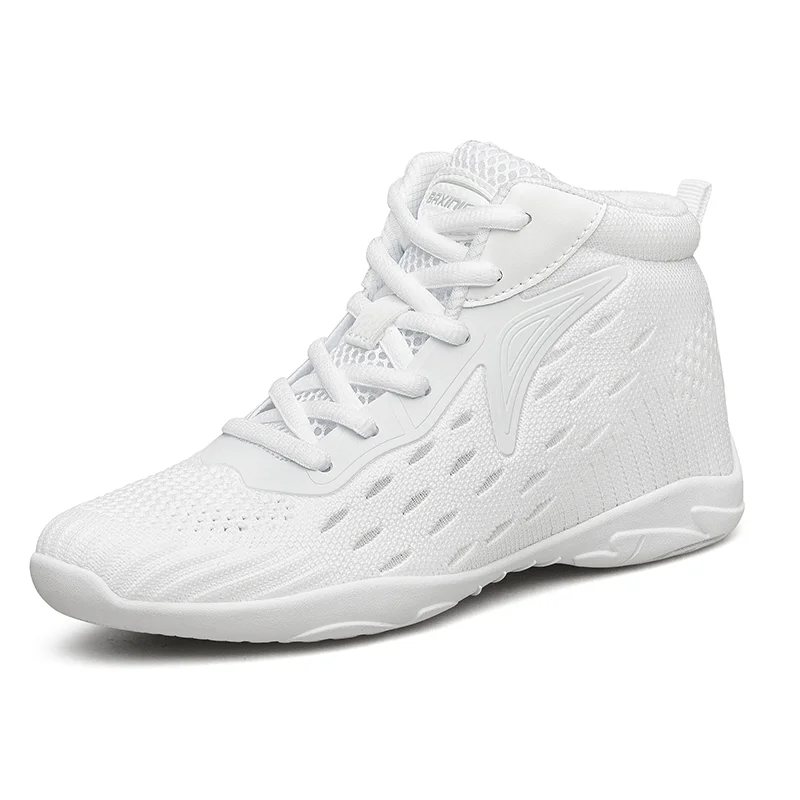 BAXINIER Girls White High Top Cheerleading Shoes Lightweight Youth Cheer Competition Sneakers Kids Training Dance Tennis Shoes