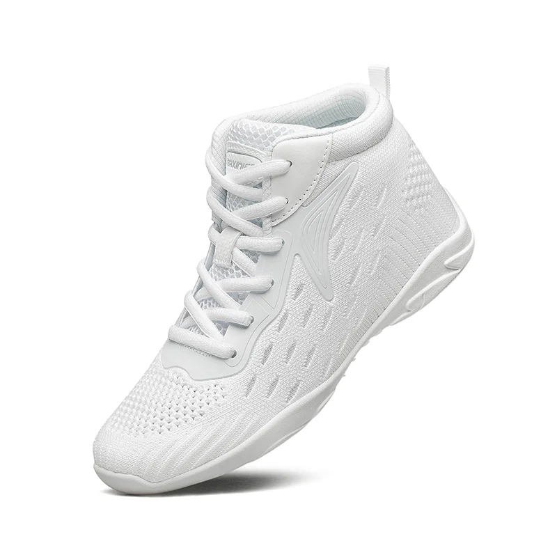 BAXINIER Girls White High Top Cheerleading Shoes Lightweight Youth Cheer Competition Sneakers Kids Training Dance Tennis Shoes