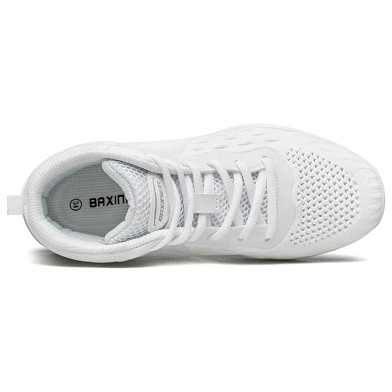 BAXINIER Girls White High Top Cheerleading Shoes Lightweight Youth Cheer Competition Sneakers Kids Training Dance Tennis Shoes