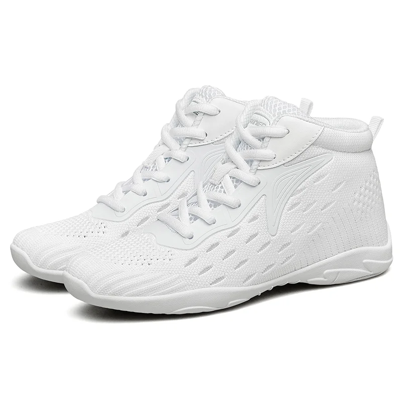 BAXINIER Girls White High Top Cheerleading Shoes Lightweight Youth Cheer Competition Sneakers Kids Training Dance Tennis Shoes
