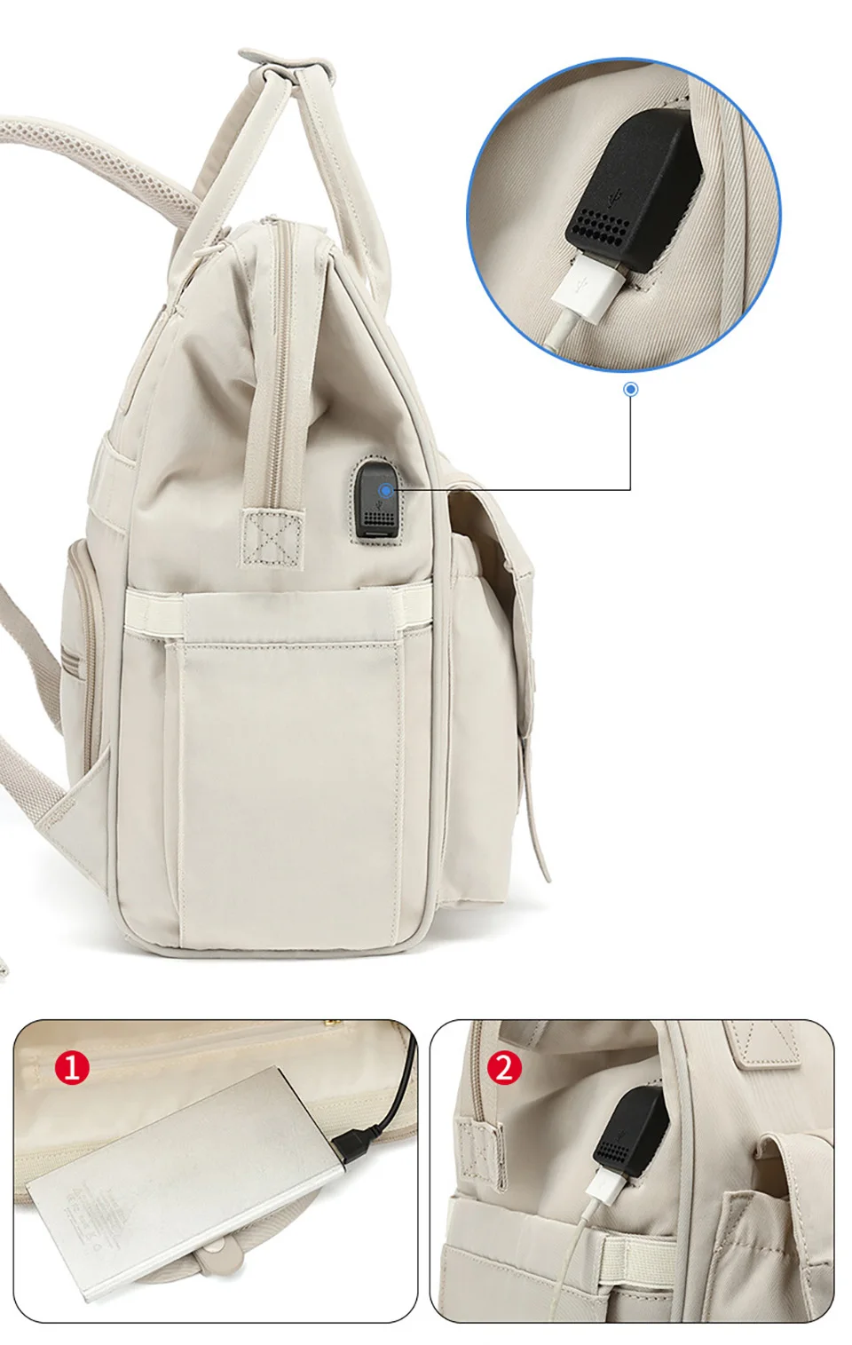 Baby Nappy Bag Mummy Bag Backpack Waterproof Storage Handbag Outdoor Travel Mommy Maternity Bag For Baby Stuff 2 Layer Gray