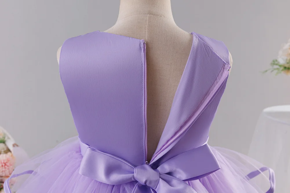 Girls' chiffon retro princess dress 4-12 years old flower embroidery long dress banquet host fashion high-end performance dress