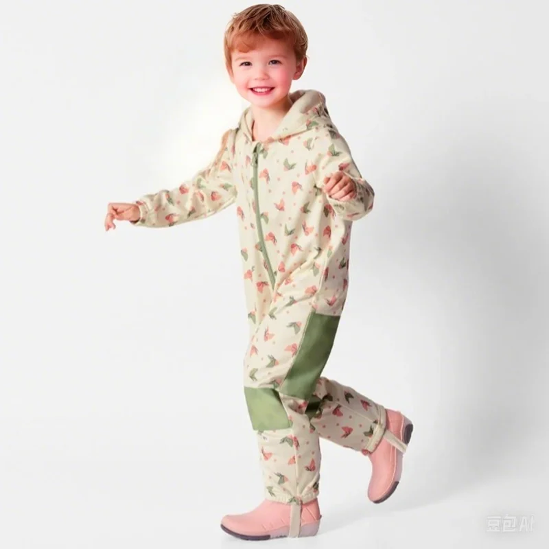 Children's Outdoor Soft-Shell Onesies Are Waterproof and Fleece Breathable
