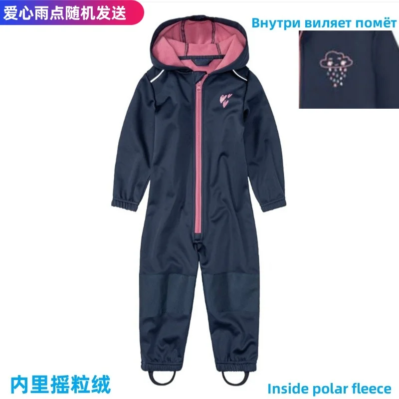 Children's Outdoor Soft-Shell Onesies Are Waterproof and Fleece Breathable