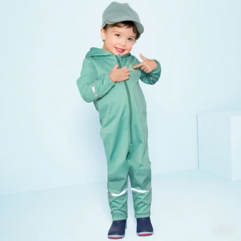 Children's Outdoor Soft-Shell Onesies Are Waterproof and Fleece Breathable