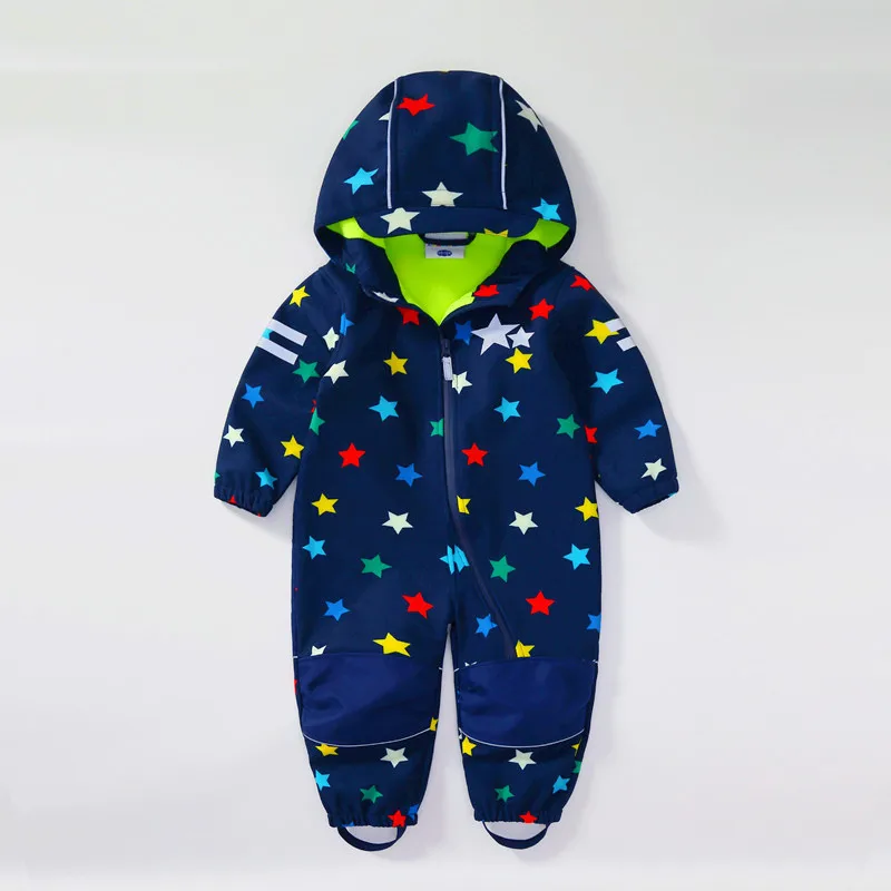 Children's Outdoor Soft-Shell Onesies Are Waterproof and Fleece Breathable