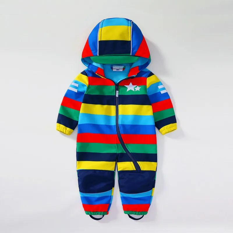 Children's Outdoor Soft-Shell Onesies Are Waterproof and Fleece Breathable