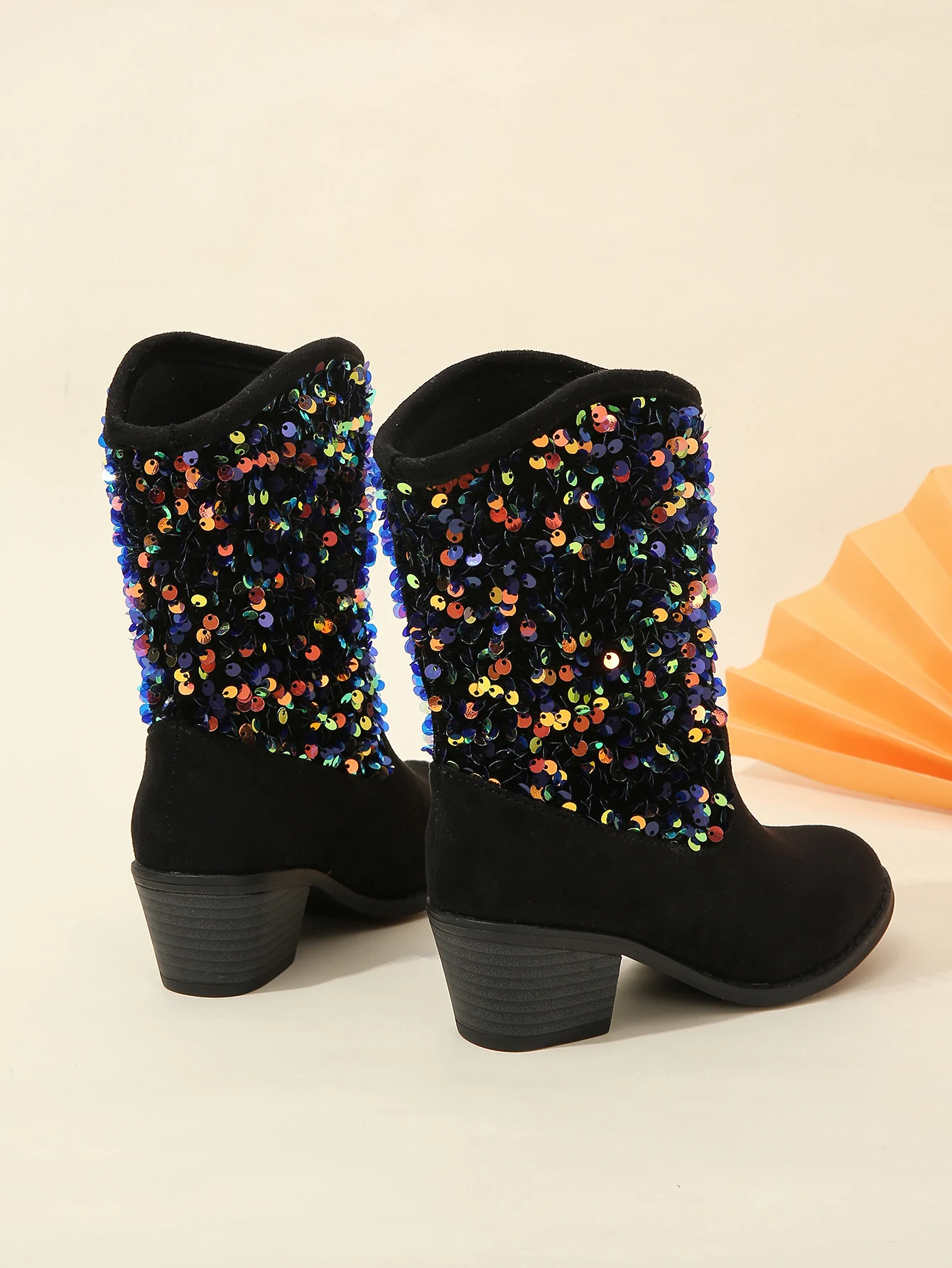 New Girls Boots Sequined Elegant Unique Low Heels Children Fashion Casual Princess Boots Solid Color Kids Slip-on Breatheable