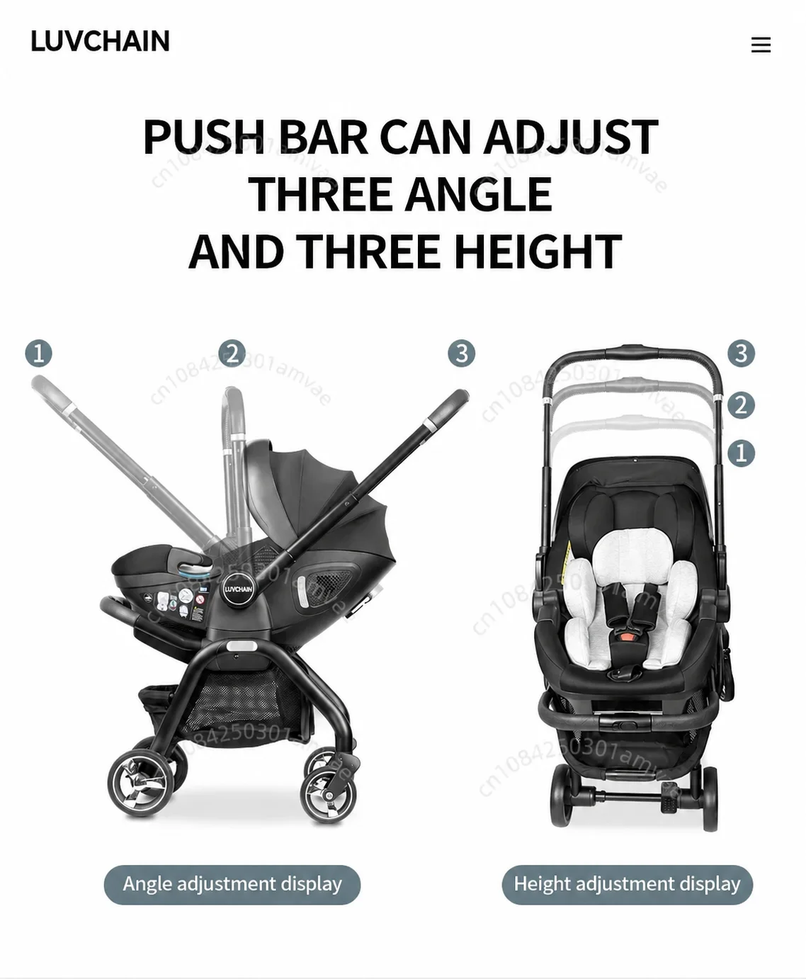 3-in-1 Baby Safety Stroller, Two-Way Newborn Baby Safety Seat, Portable 3-in-1 Stroller for Ages 0-2 Years Old