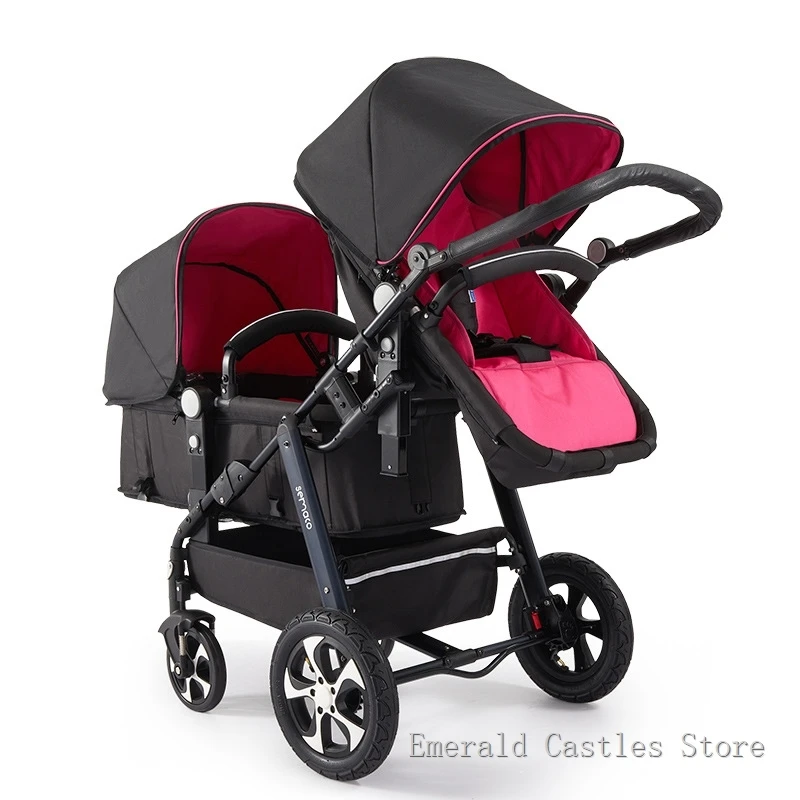 Luxury Twin Baby Stroller,High Landscape Pram,Folding Carriage,twins stroller baby car,Double Seat strollers,Lying and Seating