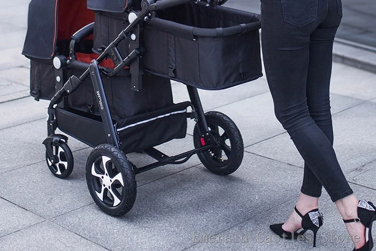 Luxury Twin Baby Stroller,High Landscape Pram,Folding Carriage,twins stroller baby car,Double Seat strollers,Lying and Seating