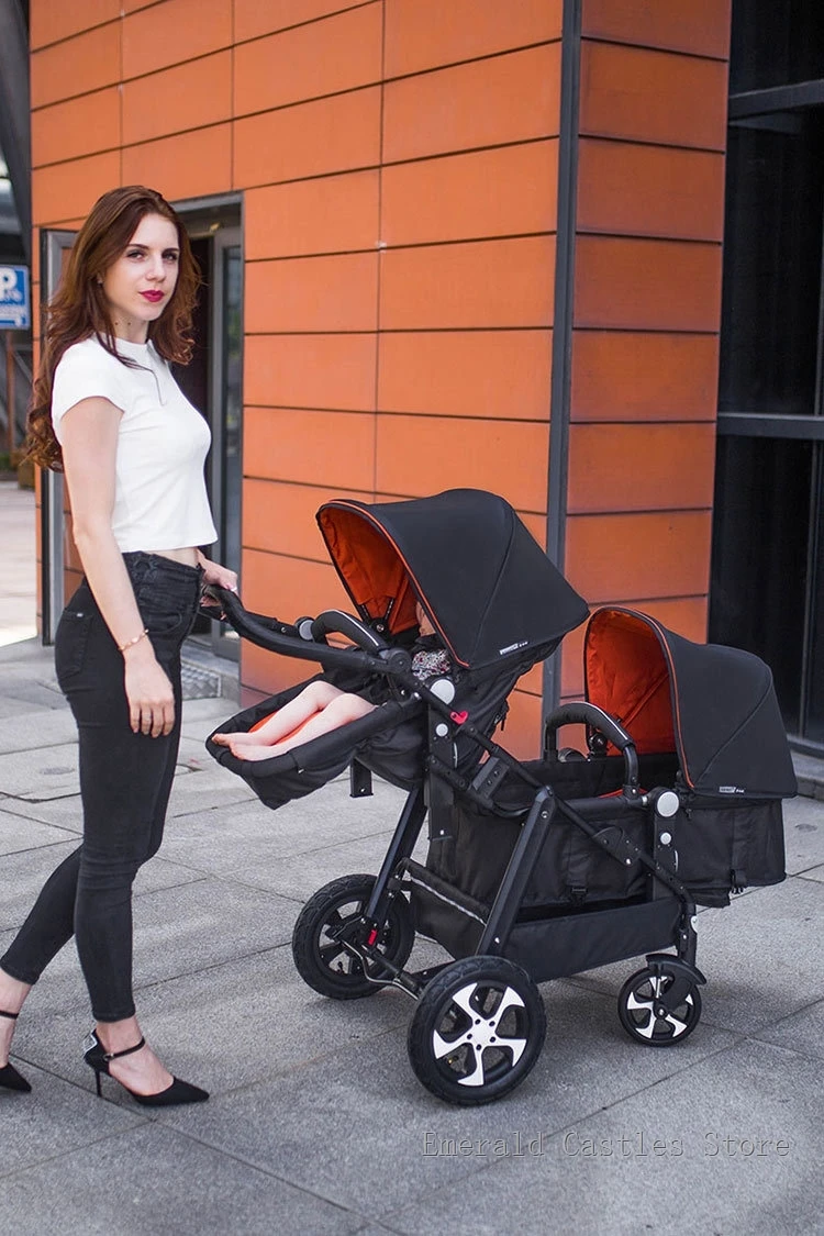 Luxury Twin Baby Stroller,High Landscape Pram,Folding Carriage,twins stroller baby car,Double Seat strollers,Lying and Seating