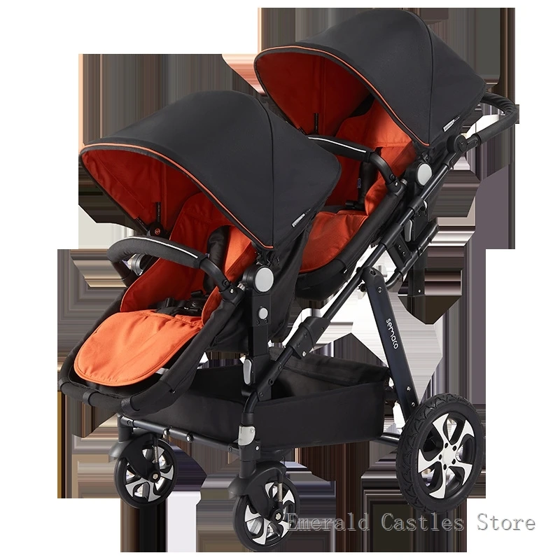 Luxury Twin Baby Stroller,High Landscape Pram,Folding Carriage,twins stroller baby car,Double Seat strollers,Lying and Seating