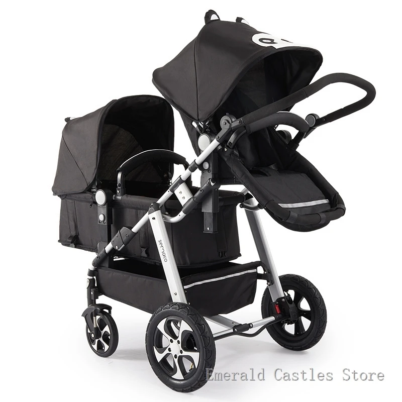 Luxury Twin Baby Stroller,High Landscape Pram,Folding Carriage,twins stroller baby car,Double Seat strollers,Lying and Seating