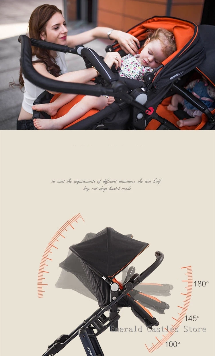 Luxury Twin Baby Stroller,High Landscape Pram,Folding Carriage,twins stroller baby car,Double Seat strollers,Lying and Seating