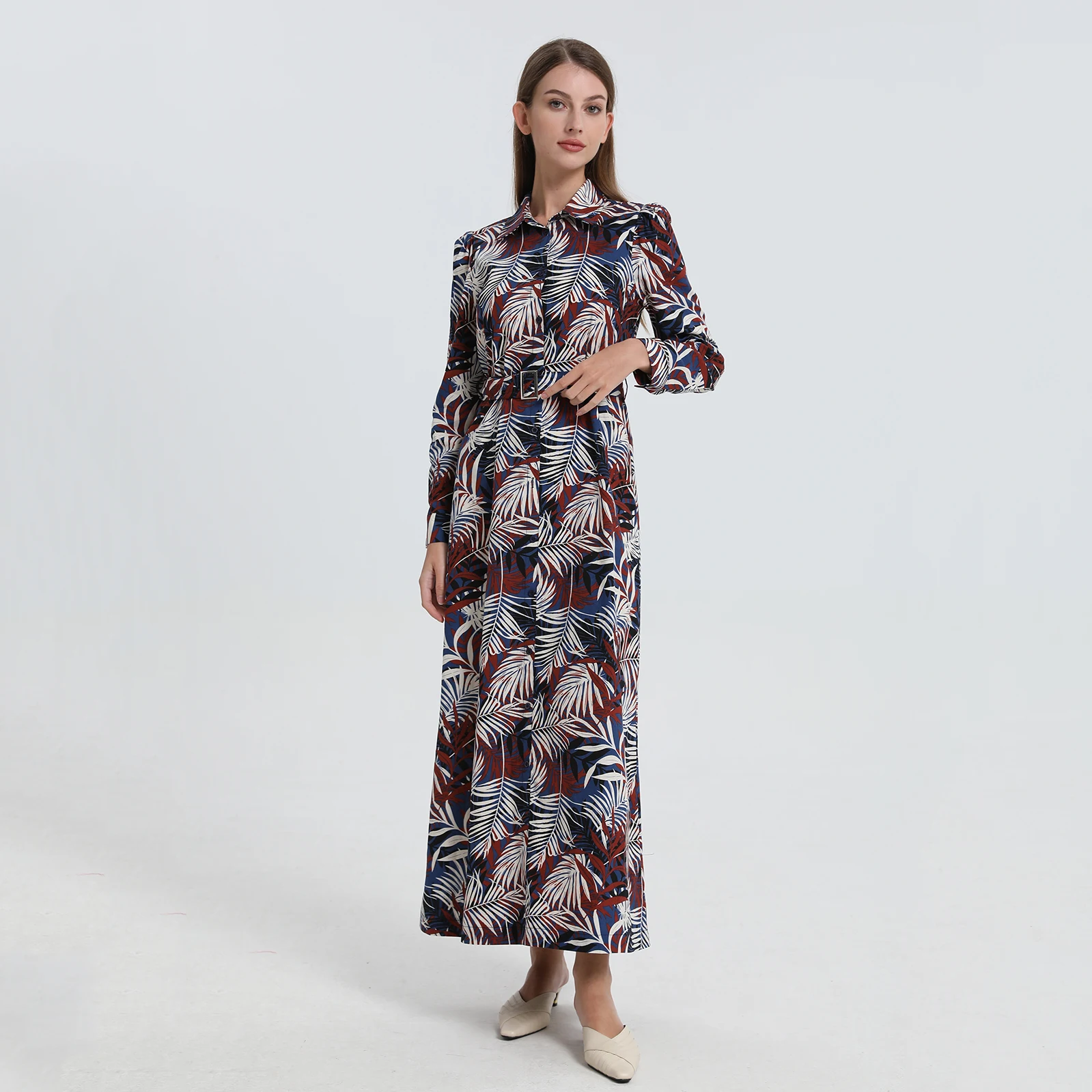AP ISHA Style Print Soft Maxi Dress with Belt 2024 Spring and Summer Big Girls and Women Dresses Clothes 01-3