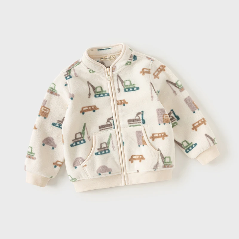Dave Bella Boys Jackets Coats Zipper Spring Autumn Children's Clothing Cartoon Print Cute Outwear Kid Wear DB396-X
