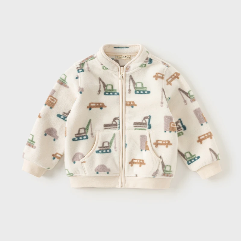 Dave Bella Boys Jackets Coats Zipper Spring Autumn Children's Clothing Cartoon Print Cute Outwear Kid Wear DB396-X