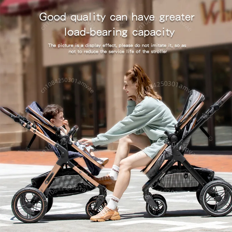 Baby Stroller, One Click Folding, Two-Way Push, 3-in-1, Lightweight, Can Sit or Lie Down, Portable Baby Stroller Suitable for Ag