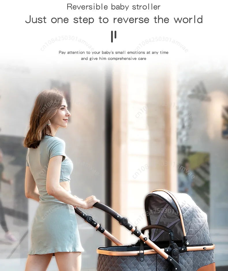 Baby Stroller, One Click Folding, Two-Way Push, 3-in-1, Lightweight, Can Sit or Lie Down, Portable Baby Stroller Suitable for Ag