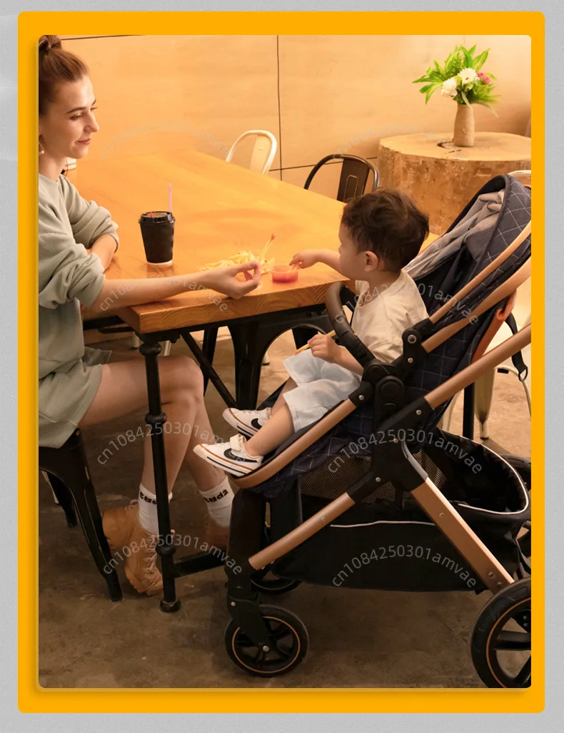 Baby Stroller, One Click Folding, Two-Way Push, 3-in-1, Lightweight, Can Sit or Lie Down, Portable Baby Stroller Suitable for Ag