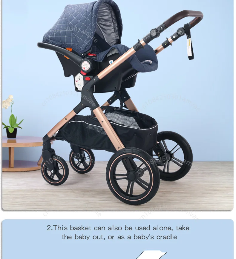 Baby Stroller, One Click Folding, Two-Way Push, 3-in-1, Lightweight, Can Sit or Lie Down, Portable Baby Stroller Suitable for Ag