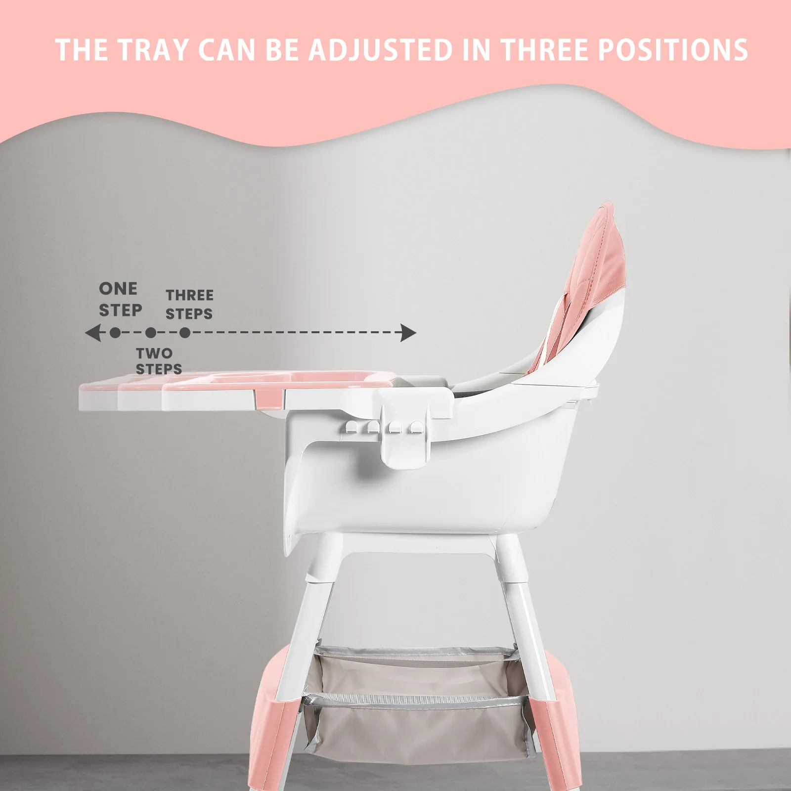 Convertible High Chair for Babies and Toddlers, Foldable, Easy Clean, Padded Seat, Footrest,Tray Cup Holder, 15 kg Max Load