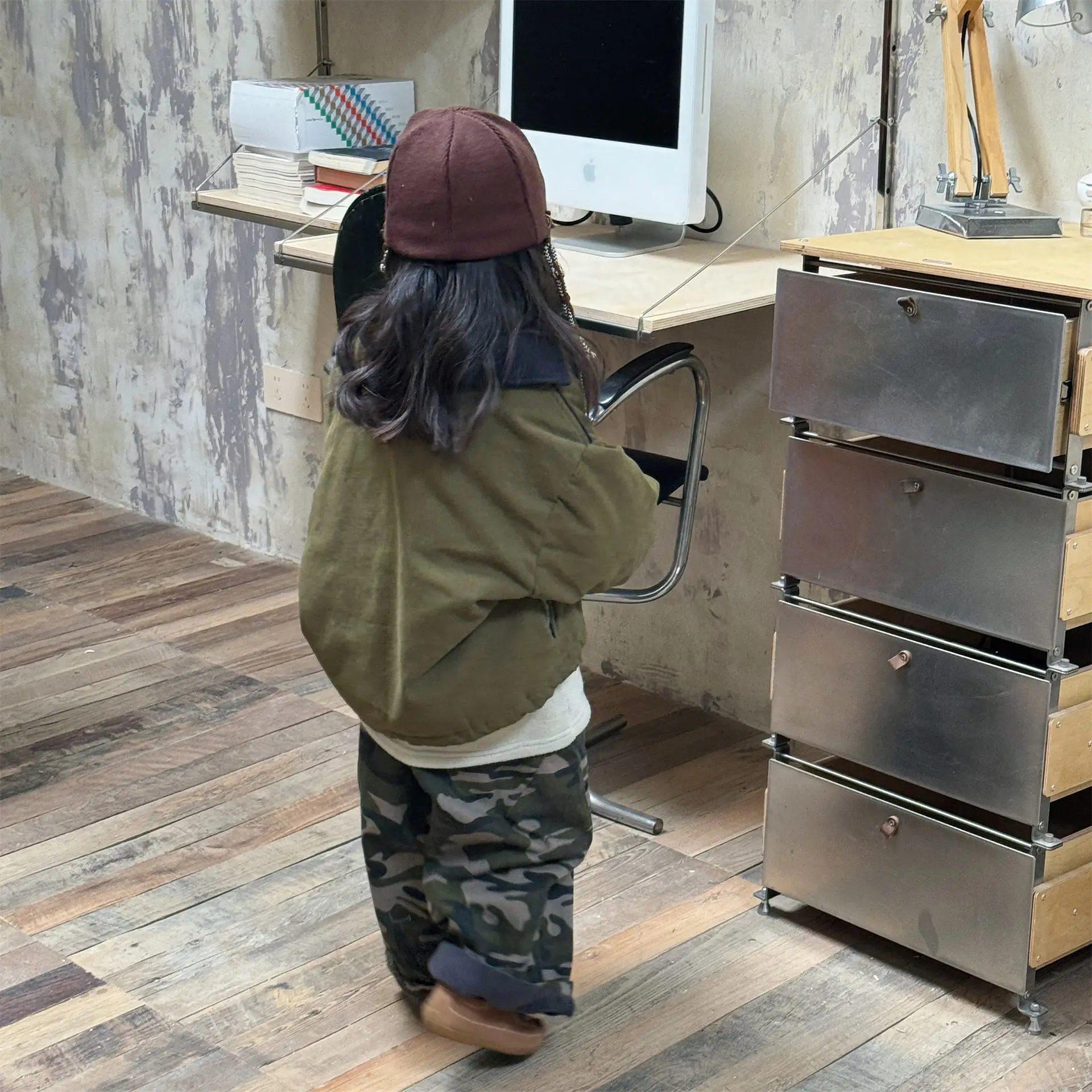 2025 Winter New Children Warm Coat Boys Girls Cotton Padded Jacket Baby Long Sleeve Lapel Cargo Jacket Solid Kids Clothes