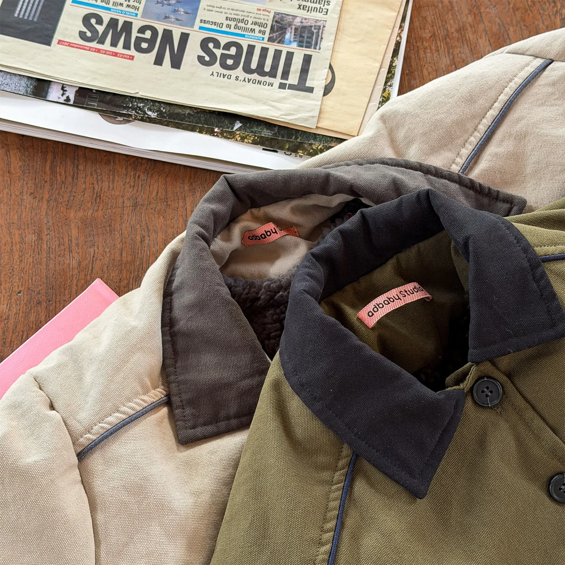 2025 Winter New Children Warm Coat Boys Girls Cotton Padded Jacket Baby Long Sleeve Lapel Cargo Jacket Solid Kids Clothes