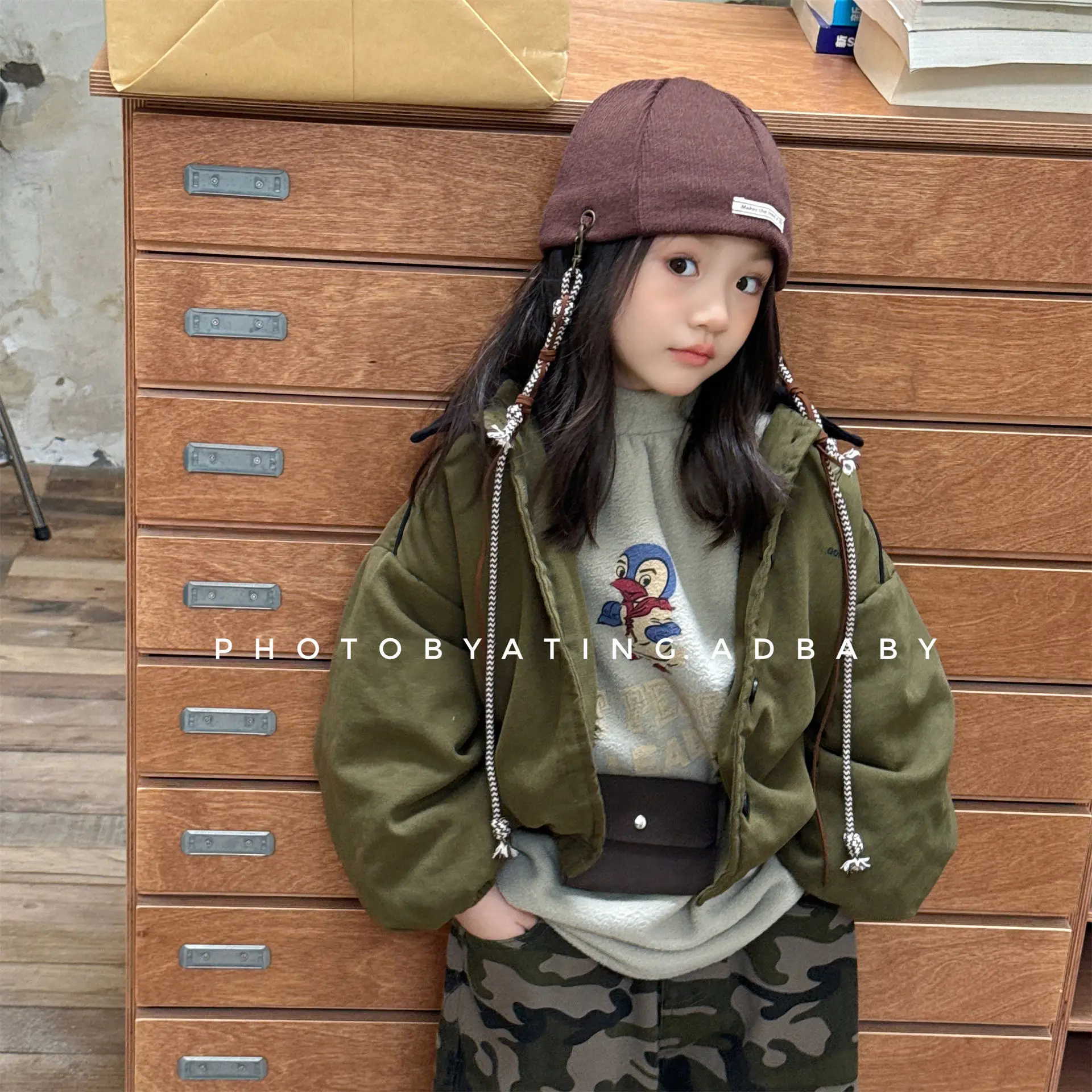 2025 Winter New Children Warm Coat Boys Girls Cotton Padded Jacket Baby Long Sleeve Lapel Cargo Jacket Solid Kids Clothes
