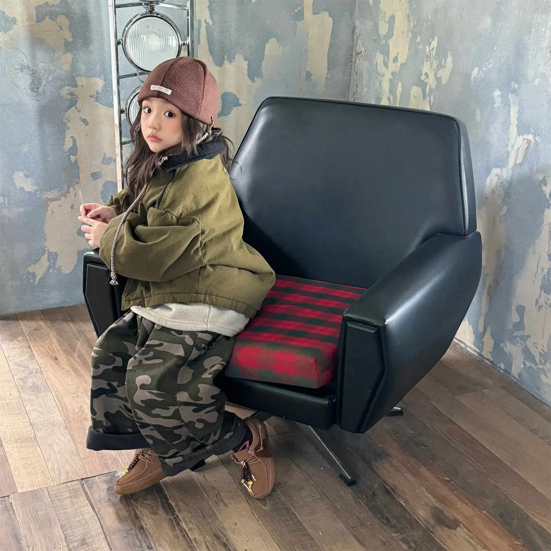 2025 Winter New Children Warm Coat Boys Girls Cotton Padded Jacket Baby Long Sleeve Lapel Cargo Jacket Solid Kids Clothes