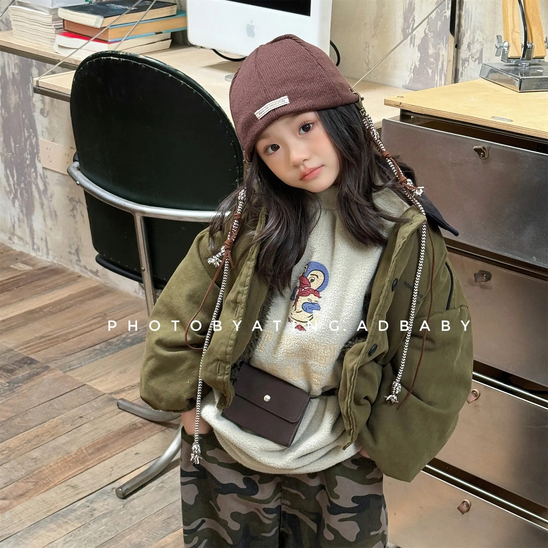 2025 Winter New Children Warm Coat Boys Girls Cotton Padded Jacket Baby Long Sleeve Lapel Cargo Jacket Solid Kids Clothes