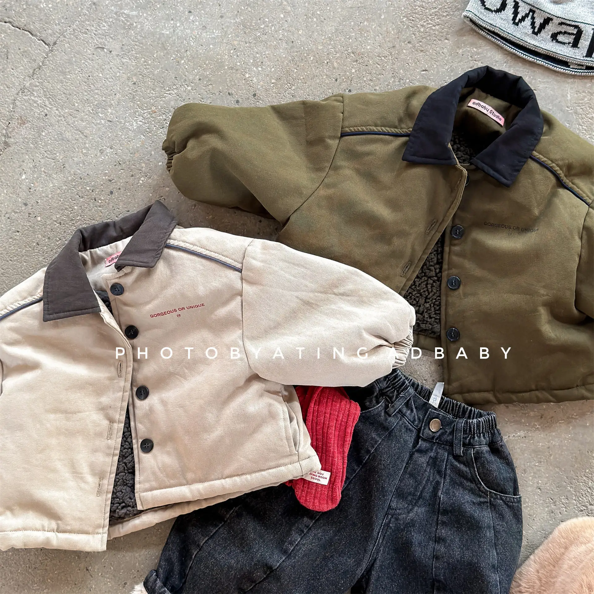 2025 Winter New Children Warm Coat Boys Girls Cotton Padded Jacket Baby Long Sleeve Lapel Cargo Jacket Solid Kids Clothes