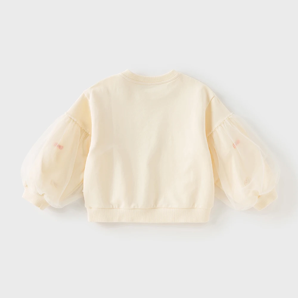 Dave Bella Autumn Children's Hoodie Sweet Cute Cartoon Rabbit Print Girls' Mesh Long Sleeves Sweatshirt Top Gentle DB3252848