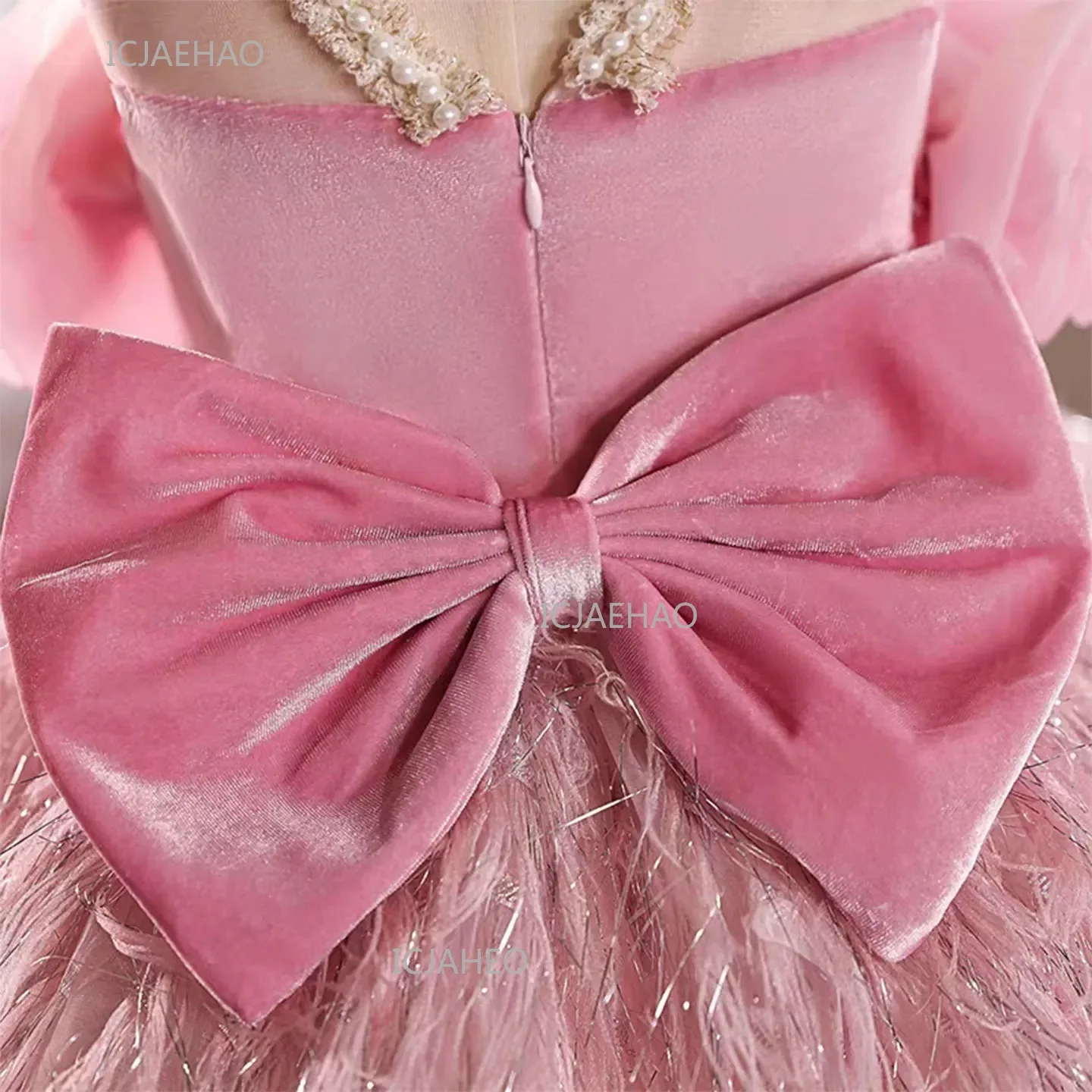 Pink Kids Girls Princess Dress Party Flower Wedding Children Birthday Puffy Gown Stage Host Model Show Pageant Formal Dresses