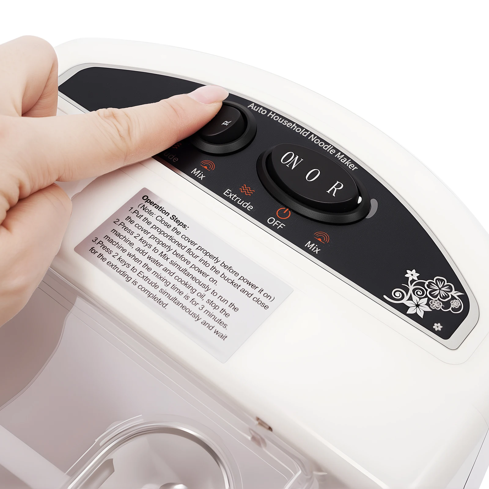 180W Electric Noodle Maker with 9 Replaceable Molds, Fast Mixing Non-toxic ABS Material,DIY Healthy Noodles Pasta for Family Use