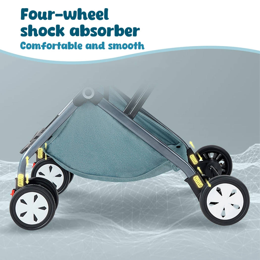 Baby Stroller Pram Lightweight Compact Foldable Carry on Plane Wi Mosquito Net