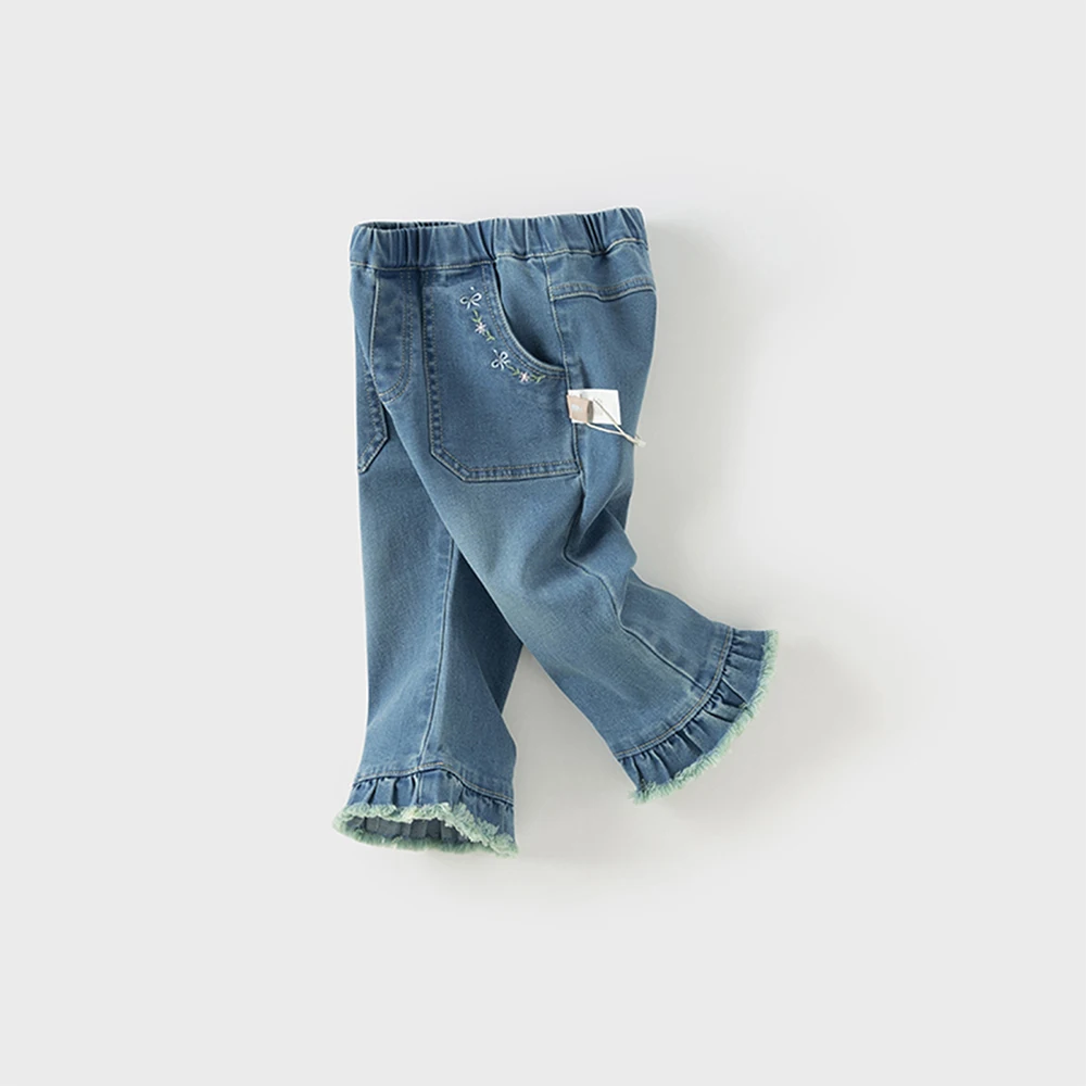 Dave Bella Autumn Girl's Denim Trousers Fashion Casual Sweet Cute Embroidery Kids Elegant Stright Jeans Party Outdoor DB3252648