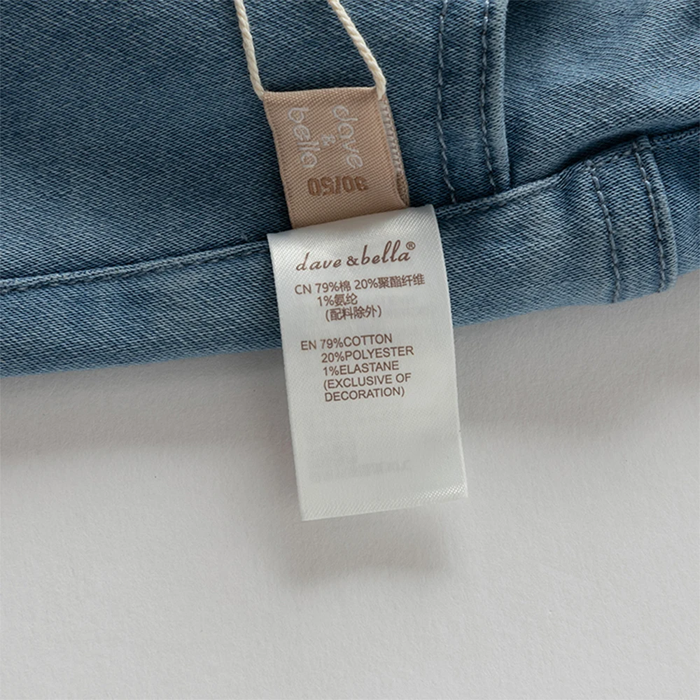 Dave Bella Autumn Girl's Denim Trousers Fashion Casual Sweet Cute Embroidery Kids Elegant Stright Jeans Party Outdoor DB3252648