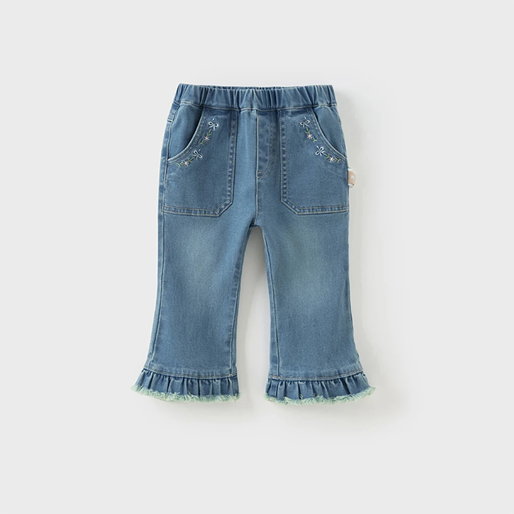 Dave Bella Autumn Girl's Denim Trousers Fashion Casual Sweet Cute Embroidery Kids Elegant Stright Jeans Party Outdoor DB3252648