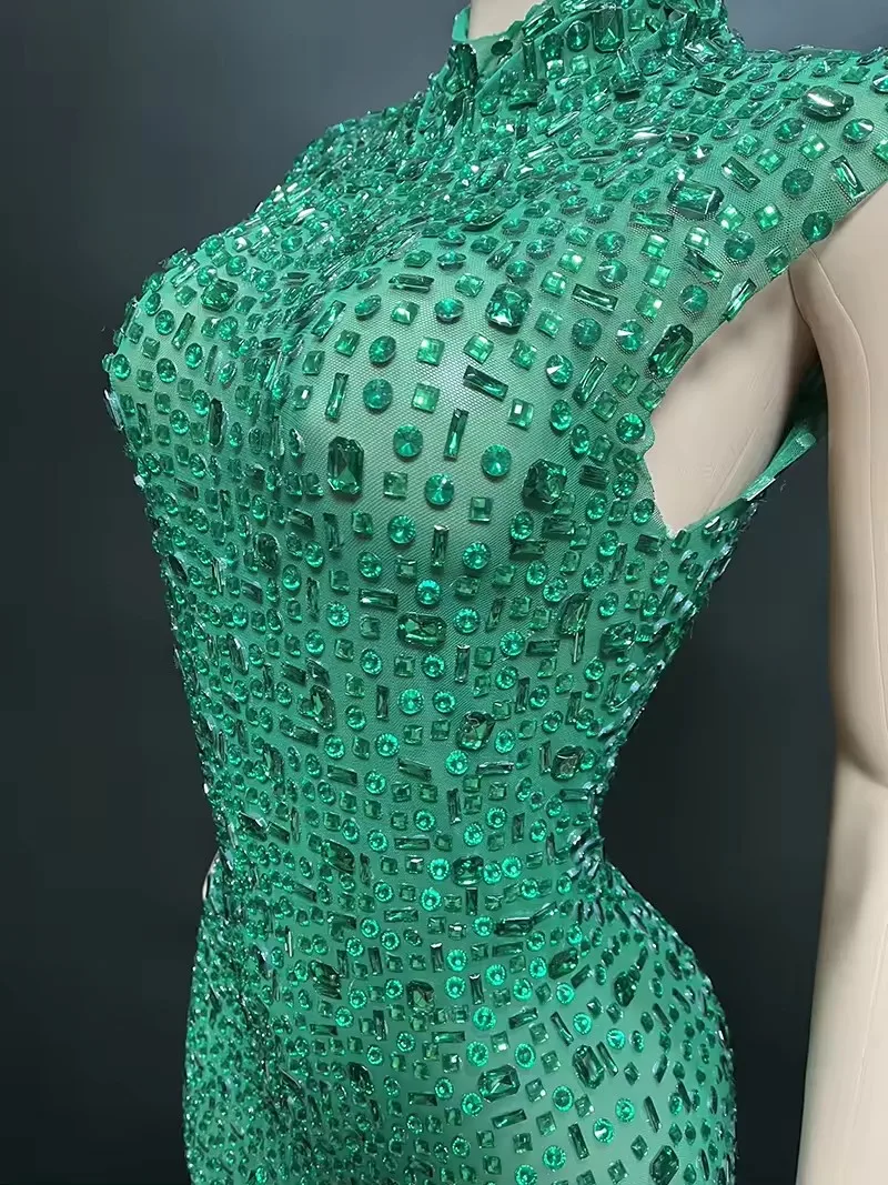 Hot Selling Long Gowns For Women Evening Dresses Gold Plus Size Elegant Rhinestone Diamond Luxury Studded Dress