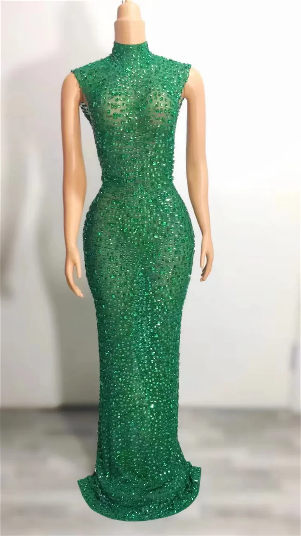 Hot Selling Long Gowns For Women Evening Dresses Gold Plus Size Elegant Rhinestone Diamond Luxury Studded Dress