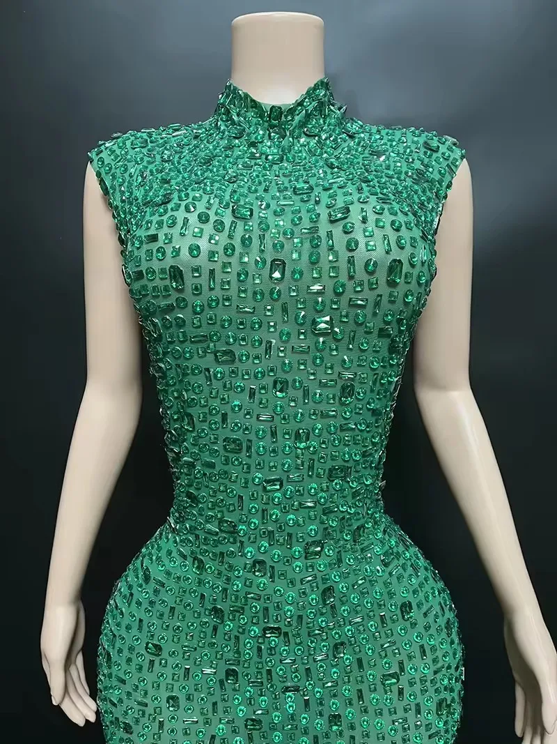 Hot Selling Long Gowns For Women Evening Dresses Gold Plus Size Elegant Rhinestone Diamond Luxury Studded Dress