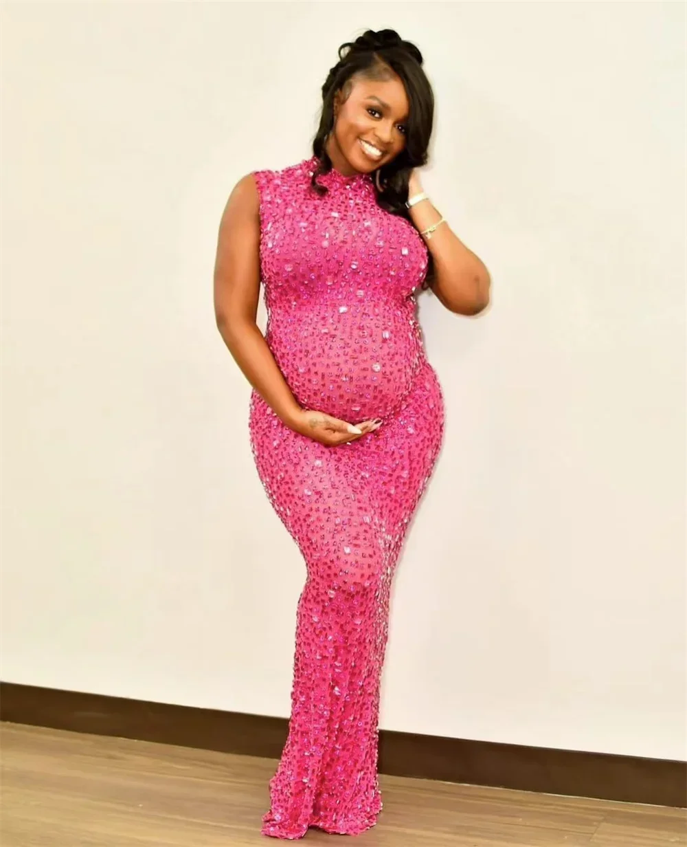 Hot Selling Long Gowns For Women Evening Dresses Gold Plus Size Elegant Rhinestone Diamond Luxury Studded Dress