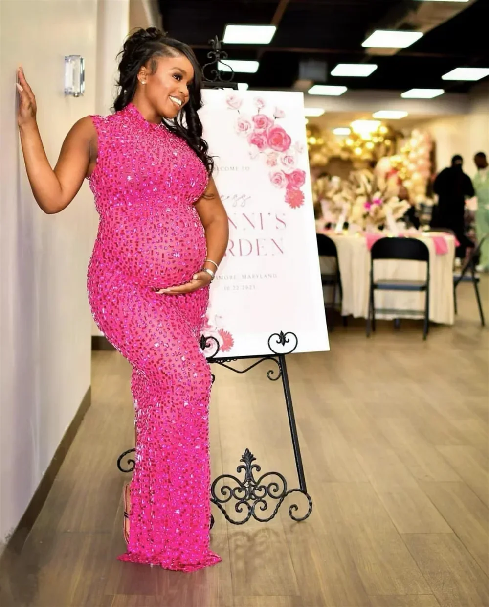 Hot Selling Long Gowns For Women Evening Dresses Gold Plus Size Elegant Rhinestone Diamond Luxury Studded Dress